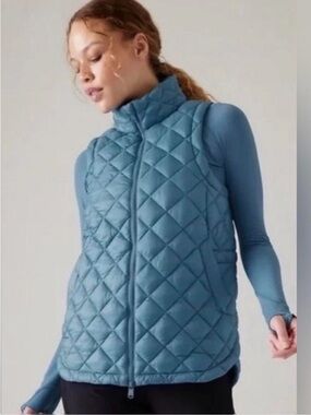 Athleta Quilted Slate Blue Lightweight Puffer Vest